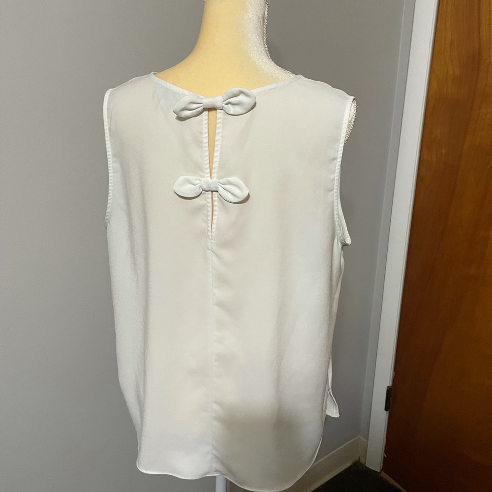 LOFT sleeveless white blouse with bows